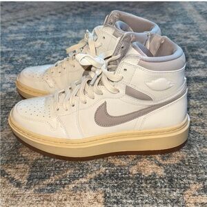 Nike Women's Cream and Gray High-Top Sneakers